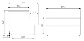 Прилавок торговый GC110 N 1,25-7 (П-1,25 Carboma GC110) (1006 ДУБ) – купить по цене завода